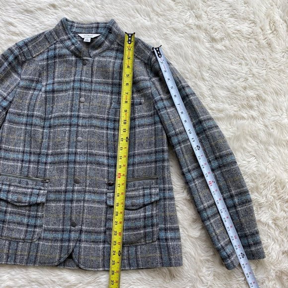 Vintage LL Bean Jacket Plaid Checkered Wool 90s Y2K Equestrian Women Size Large - Picture 6 of 12